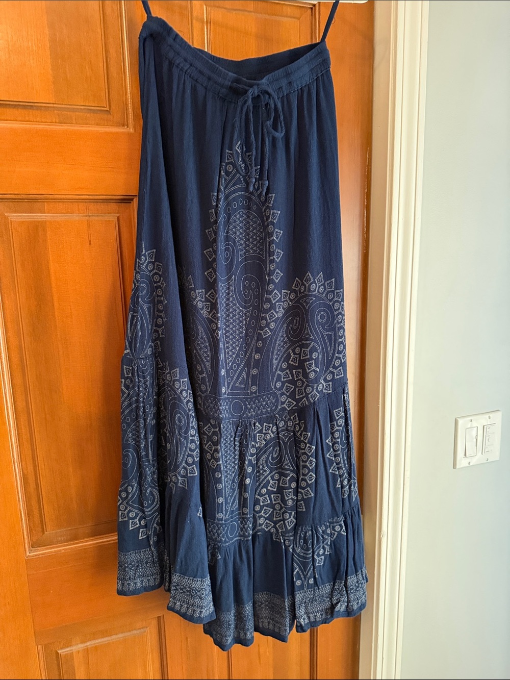 EARTHBOUND Navy Printed Tiered Maxi Skirt